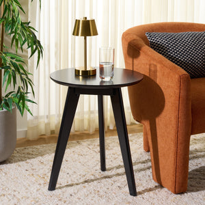 Bahaus Round Accent Table With Tapered Legs — Compact Contemporary End Table For Small Spaces