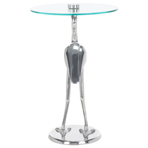 Safavieh Tori Crane Accent Table - Artisanal Design With Etched Motifs For Stylish Living Space Elegance Silver / Glass ACC4600B