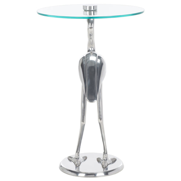 Safavieh Tori Crane Accent Table - Artisanal Design With Etched Motifs For Stylish Living Space Elegance Silver / Glass ACC4600B