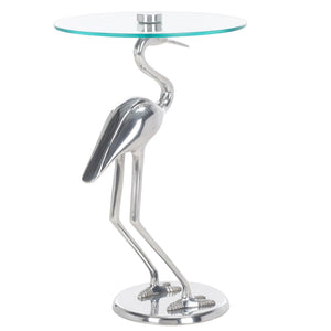 Safavieh Tori Crane Accent Table - Artisanal Design With Etched Motifs For Stylish Living Space Elegance Silver / Glass ACC4600B