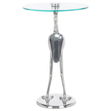 Safavieh Tori Crane Base Accent Table XII23 Silver / Glass  ACC4600B