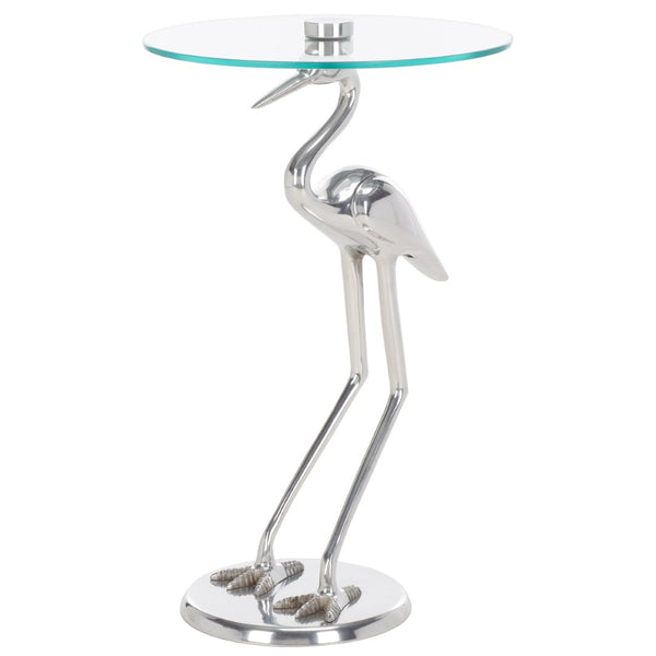 Safavieh Tori Crane Accent Table - Artisanal Design With Etched Motifs For Stylish Living Space Elegance Silver / Glass ACC4600B