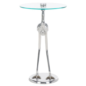 Safavieh Tori Crane Accent Table - Artisanal Design With Etched Motifs For Stylish Living Space Elegance Silver / Glass ACC4600B