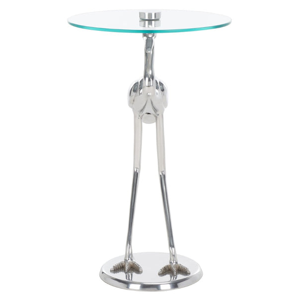 Safavieh Tori Crane Accent Table - Artisanal Design With Etched Motifs For Stylish Living Space Elegance Silver / Glass ACC4600B