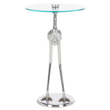 Safavieh Tori Crane Base Accent Table XII23 Silver / Glass  ACC4600B