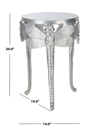 Safavieh Melika Sculptural Dragonfly Legs Accent Table In Shimmering Silver - Elegant, Versatile Design For Any Space ACC4601A