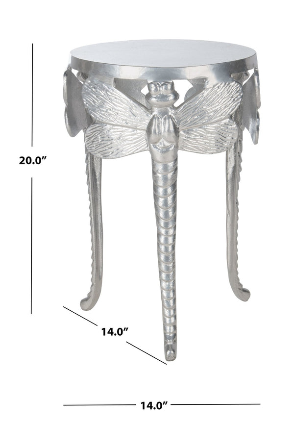 Safavieh Melika Sculptural Dragonfly Legs Accent Table In Shimmering Silver - Elegant, Versatile Design For Any Space ACC4601A