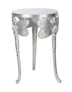 Safavieh Melika Sculptural Dragonfly Legs Accent Table In Shimmering Silver - Elegant, Versatile Design For Any Space ACC4601A