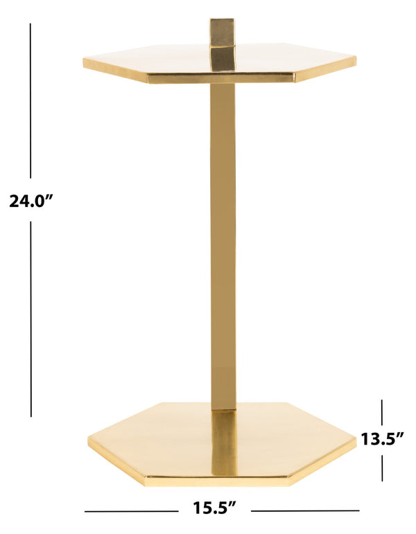Safavieh Aurea Hexagon C Table - Modern Gold Accent Table For Living Room, Bedroom, Or Chic Nightstand Use ACC4603A