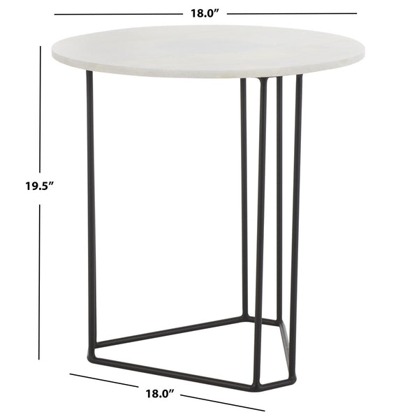 Safavieh Eloblaire Round Accent Table XII23 White Marble / Black  ACC4605A