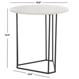 Safavieh Eloblaire Round Accent Table XII23 White Marble / Black  ACC4605A