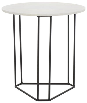 Safavieh Eloblaire Round Accent Table XII23 White Marble / Black  ACC4605A