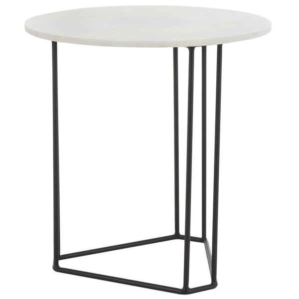 Safavieh Eloblaire Round Accent Table XII23 White Marble / Black  ACC4605A