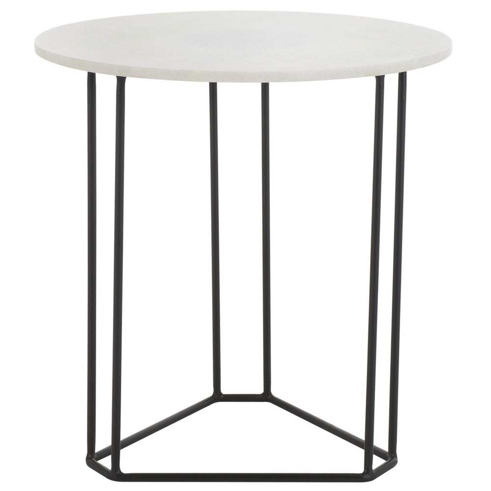 Safavieh Eloblaire Round Accent Table XII23 White Marble / Black  ACC4605A