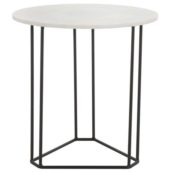 Safavieh Eloblaire Round Accent Table XII23 White Marble / Black  ACC4605A