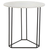 Safavieh Eloblaire Round Accent Table XII23 White Marble / Black  ACC4605A