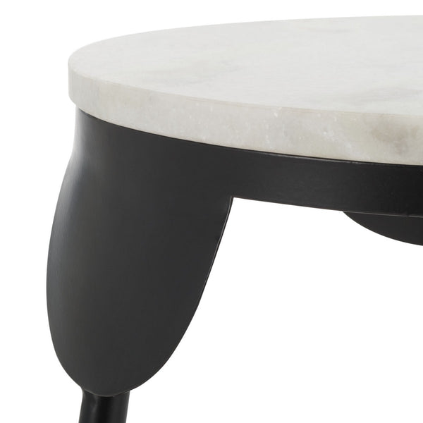 Safavieh Everbrooke Round Accent Table XII23 White Marble / Black  ACC4607A