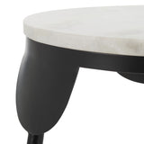 Safavieh Everbrooke Round Accent Table XII23 White Marble / Black  ACC4607A