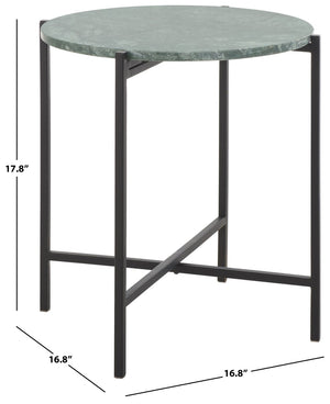 Safavieh Evrynne Round Accent Table - Luxurious Green Marble Top & Black Minimalist Base For Modern Spaces ACC4608A
