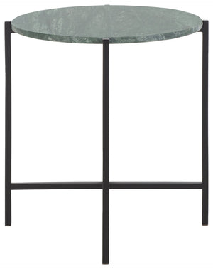 Safavieh Evrynne Round Accent Table - Luxurious Green Marble Top & Black Minimalist Base For Modern Spaces ACC4608A