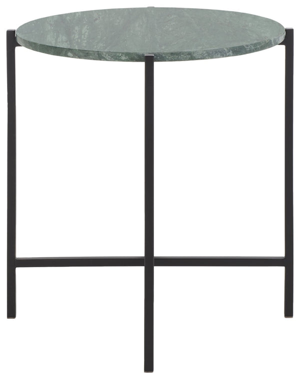 Safavieh Evrynne Round Accent Table - Luxurious Green Marble Top & Black Minimalist Base For Modern Spaces ACC4608A