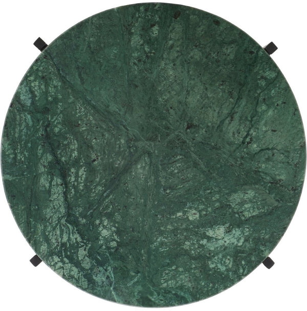 Safavieh Evrynne Round Accent Table - Luxurious Green Marble Top & Black Minimalist Base For Modern Spaces ACC4608A