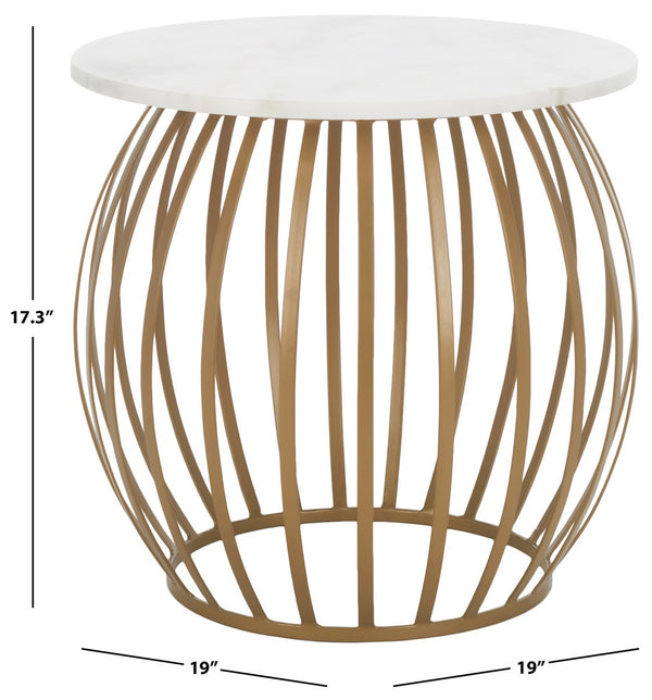 Safavieh Explorer Round Accent Table XII23 White Marble / Gold  ACC4609A