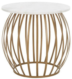 Safavieh Explorer Round Accent Table XII23 White Marble / Gold  ACC4609A