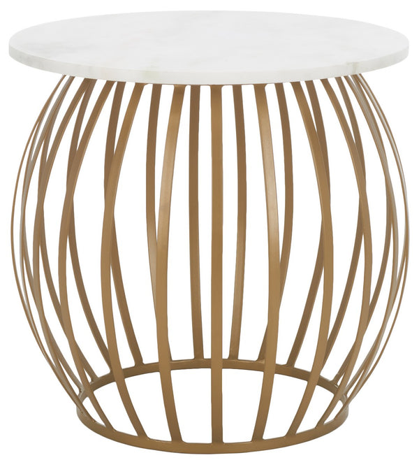 Safavieh Explorer Round Accent Table XII23 White Marble / Gold  ACC4609A