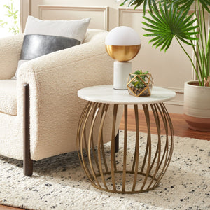 Safavieh Explorer Round Accent Table With Gold Sphere Base And White Marble Top - Modern Glam Home Decor ACC4609A