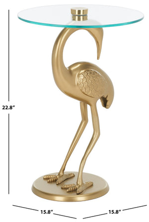 Safavieh Birbiglia Bird Base Accent Table XII23 Gold / Glass  ACC4610A