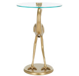 Safavieh Birbiglia Bird Base Accent Table XII23 Gold / Glass  ACC4610A