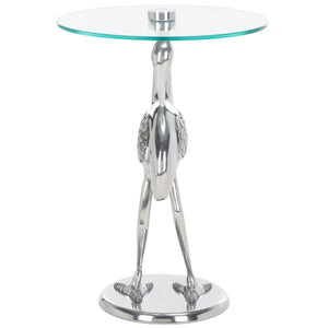 Safavieh Birbiglia Bird Base Accent Table XII23 Silver / Glass  ACC4610B