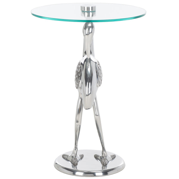 Safavieh Birbiglia Bird Base Accent Table XII23 Silver / Glass  ACC4610B