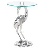 Safavieh Birbiglia Bird Base Accent Table XII23 Silver / Glass  ACC4610B