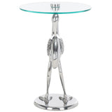 Safavieh Birbiglia Bird Base Accent Table XII23 Silver / Glass  ACC4610B