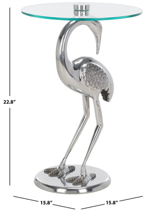 Safavieh Birbiglia Bird Base Accent Table XII23 Silver / Glass  ACC4610B