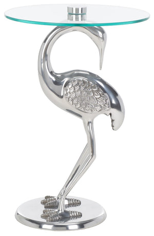 Safavieh Birbiglia Bird Base Accent Table XII23 Silver / Glass  ACC4610B