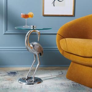 Safavieh Birbiglia Sculptural Bird-Inspired Accent Table For Modern Living Spaces With Artistic Touch Silver / Glass ACC4610B
