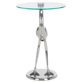 Safavieh Birbiglia Bird Base Accent Table XII23 Silver / Glass  ACC4610B