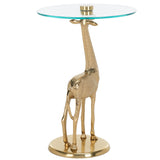 Safavieh Gillard Giraffe Base Accent Table XII23 Gold / Glass  ACC4611A