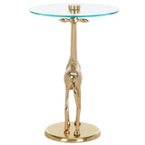 Safavieh Gillard Giraffe Base Accent Table XII23 Gold / Glass  ACC4611A