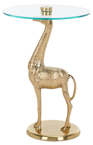 Safavieh Gillard Giraffe Base Accent Table XII23 Gold / Glass  ACC4611A