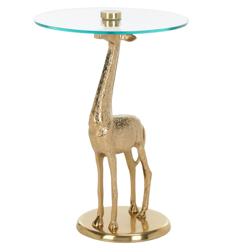Safavieh Gillard Giraffe Base Accent Table - Sculptural Elegance For Modern Living Spaces And Chic Decor Gold / Glass ACC4611A