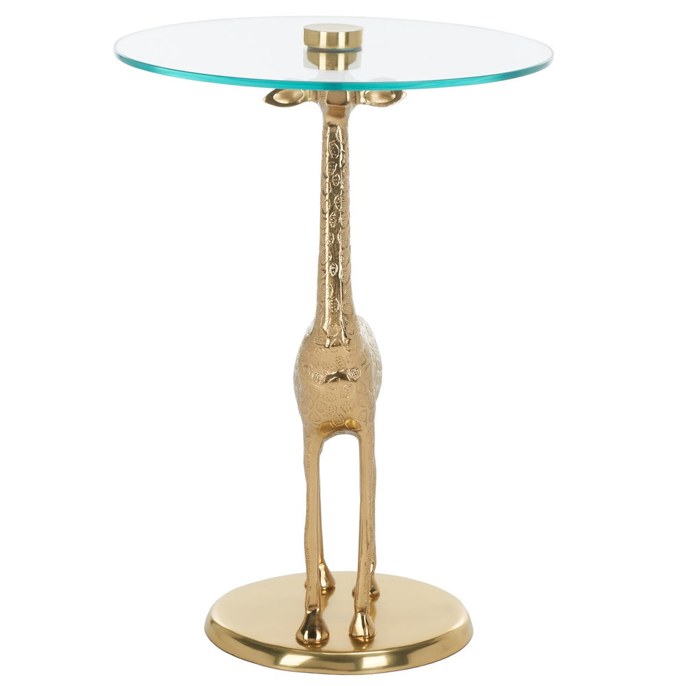 Safavieh Gillard Giraffe Base Accent Table XII23 Gold / Glass  ACC4611A