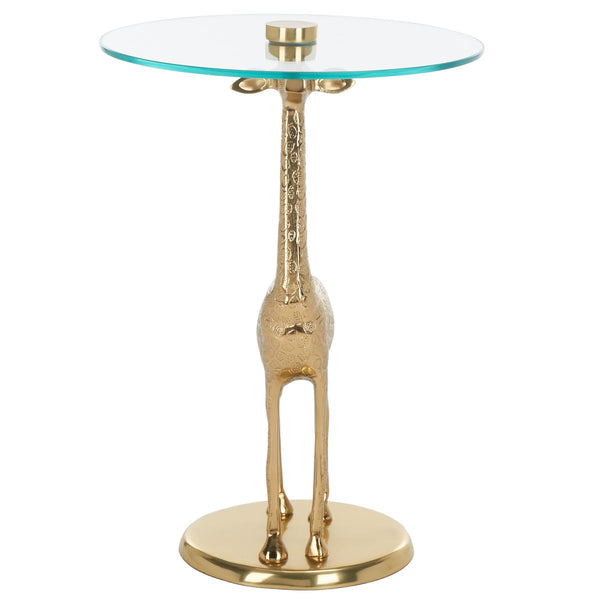 Safavieh Gillard Giraffe Base Accent Table XII23 Gold / Glass  ACC4611A