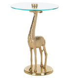 Safavieh Gillard Giraffe Base Accent Table XII23 Gold / Glass  ACC4611A