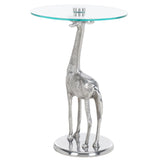 Safavieh Gillard Giraffe Base Accent Table XII23 Silver / Glass  ACC4611B