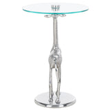 Safavieh Gillard Giraffe Base Accent Table XII23 Silver / Glass  ACC4611B