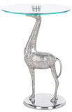 Safavieh Gillard Giraffe Base Accent Table XII23 Silver / Glass  ACC4611B